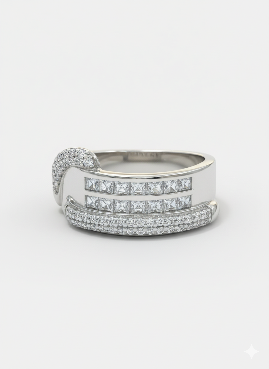 Silver Wedding Band Ring for Men